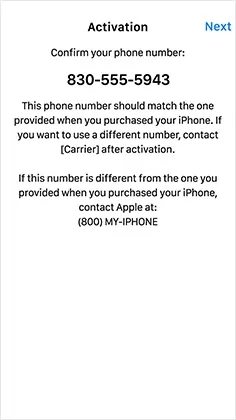 how to set up phone number on iphone - confirm phone no