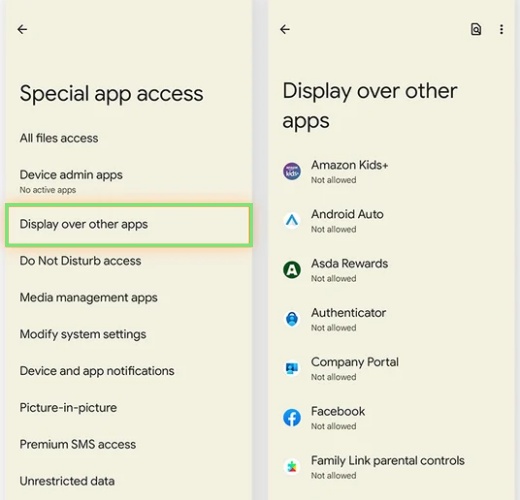 display over other apps
